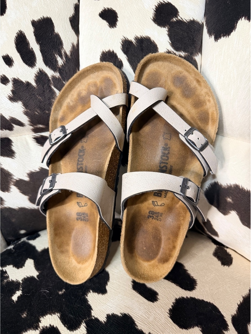 Birkenstock Mayari Sandals in Light Gray, Size 38